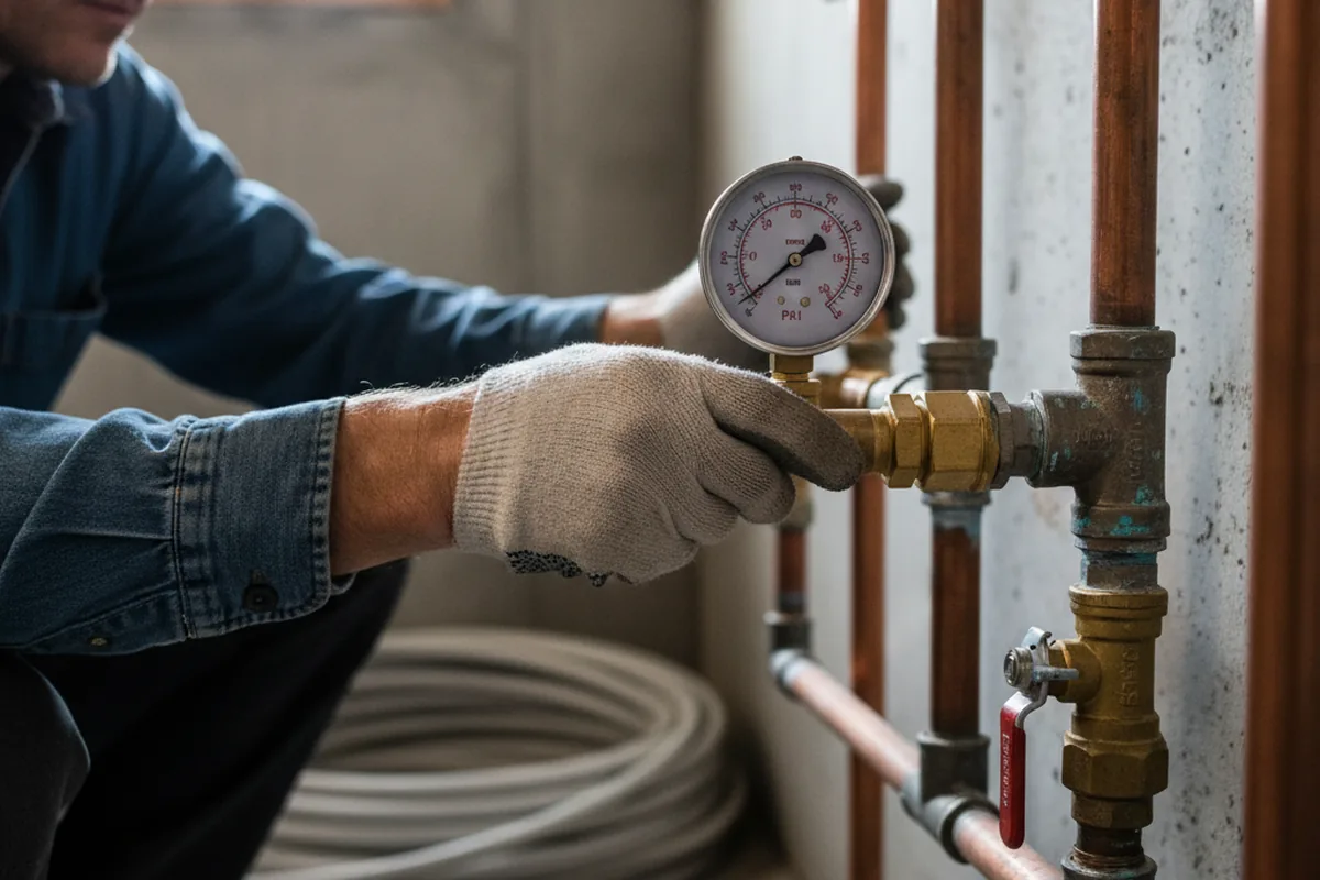 Pressure testing a repaired line during Water Line Repair in Winder
