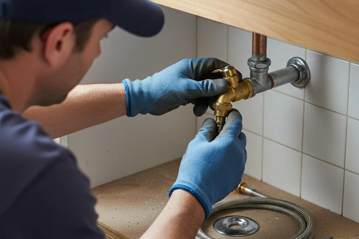 Shutoff valve and fitting work during Emergency Plumbing in Winder